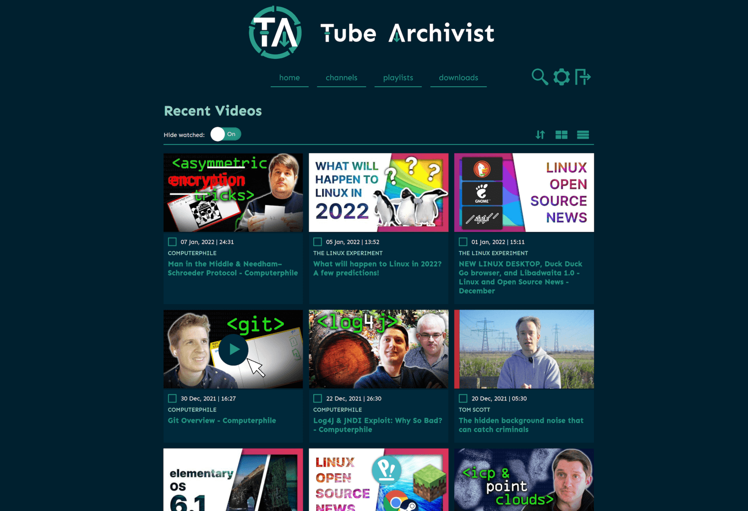 Tube Archivist Home home screenshot